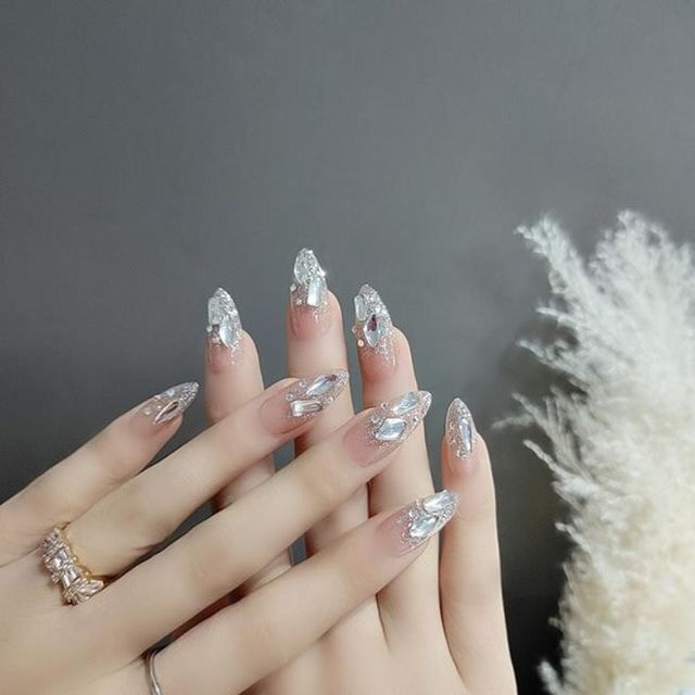 다이아 셀프 네일 아트 세트 24pcs 웨딩 젤 네일 디자인