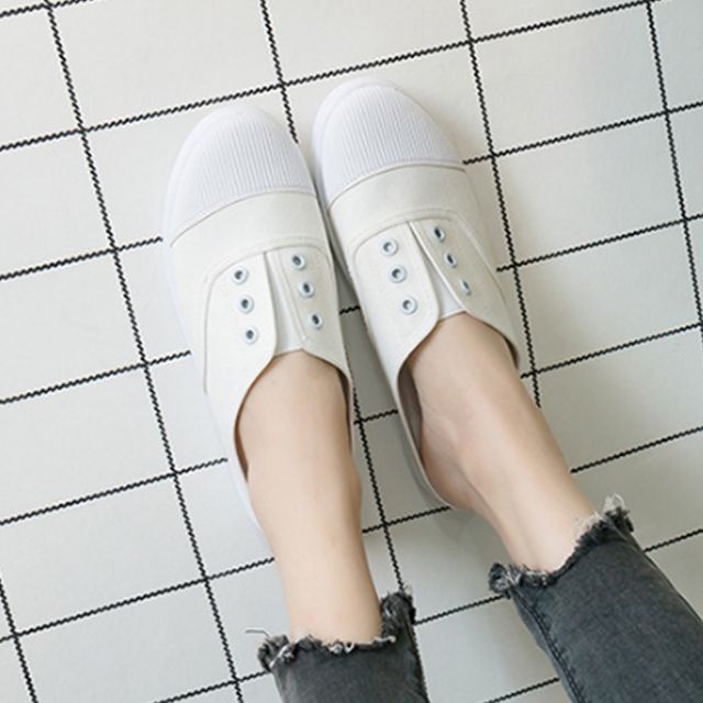 4컬러 배색 스니커즈 블로퍼 여성 뮬샌들