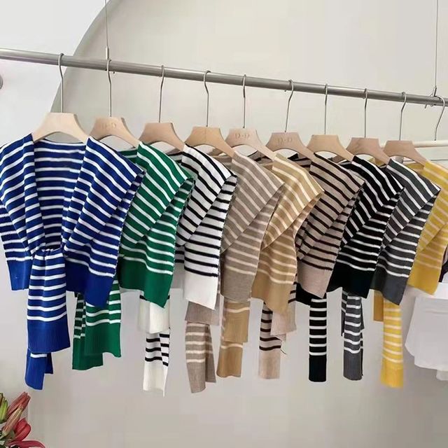 레이어드 가디건 단가라 니트 어깨숄 DK-1002624