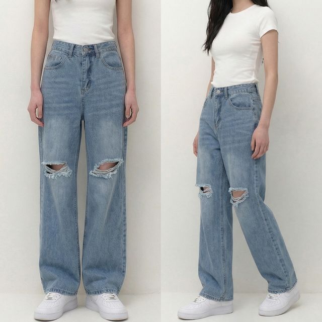 와이드 찢청 데님팬츠 JEB-1006426