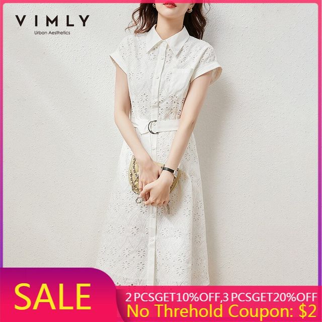 [해외] 여성을 위한 VIMLY 여름 드레스 우아한 셔츠 드레스 2