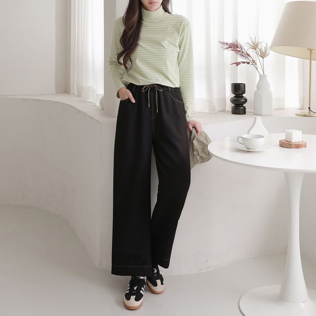 노헬르 허리밴딩 소프트진 와이드바지 SD-1003658