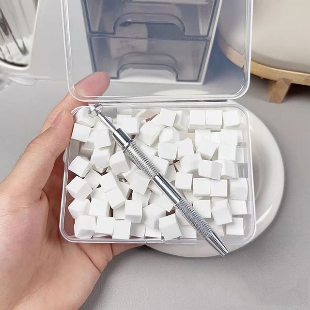 네일 아트 그라데이션 스펀지 100p 세트 및 집게 포함