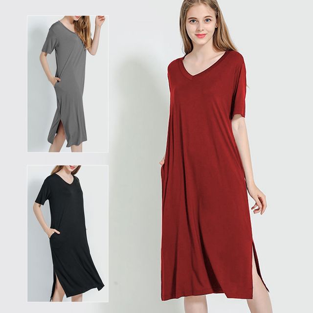 오버핏 롱원피스 A라인 원마일 잠옷 봄 여름 홈웨어