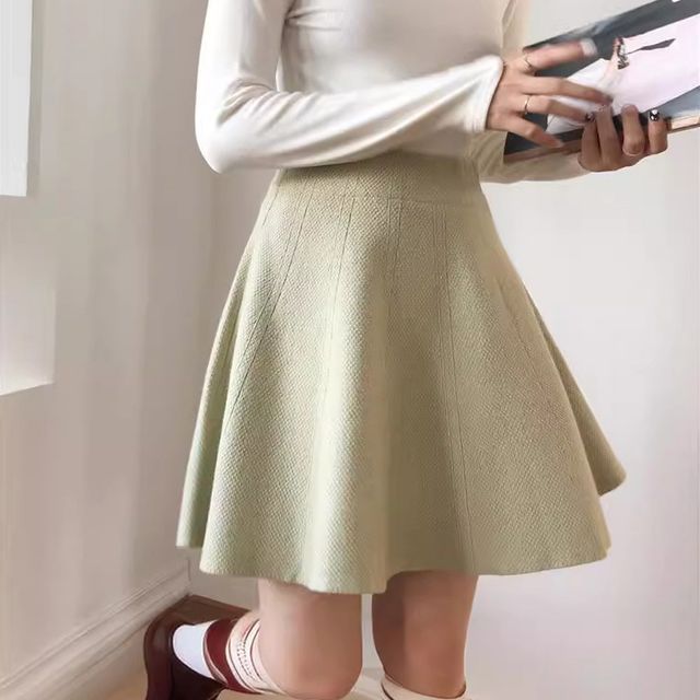 5컬러 하이웨이스트 플레어 스커트 OSM-1006050