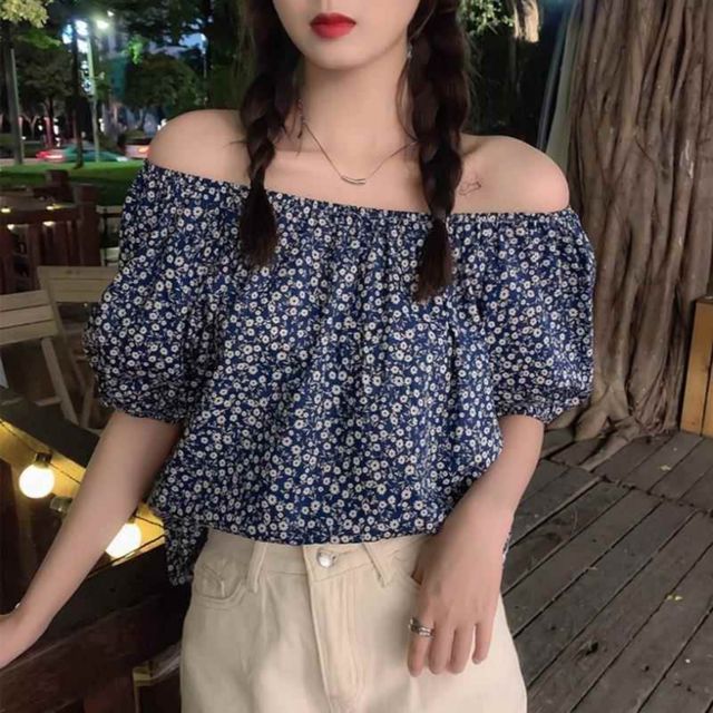 플라워 프릴 밴딩 오프숄더 블라우스 JSC-d0096