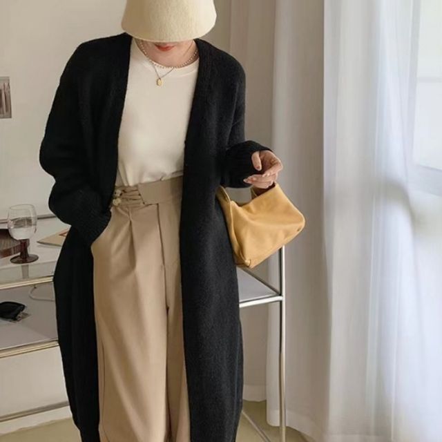 여성 봄 가을 간절기 니트 롱 가디건 여리핏 루즈핏
