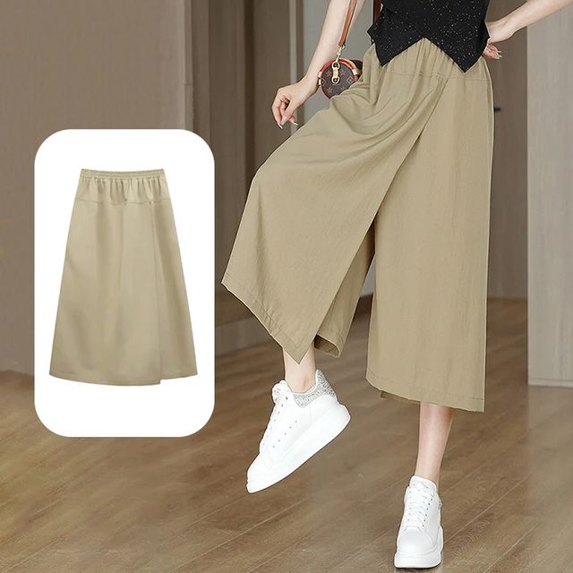 2컬러 랩 치마바지 허리밴딩 플레어 스커트 롱치마
