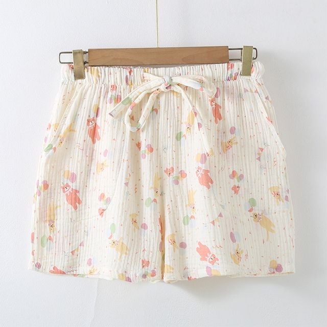 여름반바지 로맨틱이중거즈면 순면 잠옷바지 IT-25032