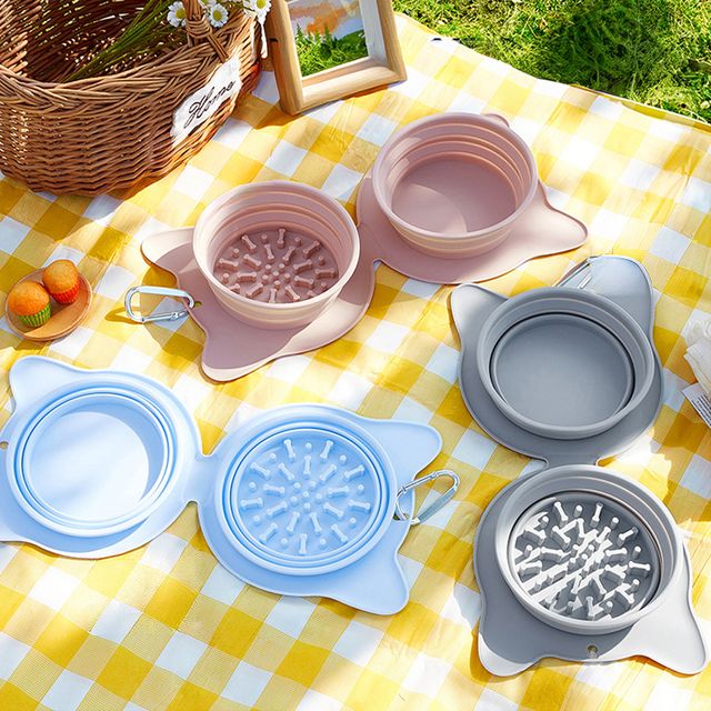 데린 반려동물 실리콘 폴딩 접이식 더블식기 SD-260107