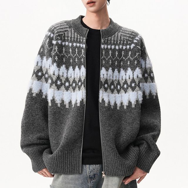 스노우 노르딕 집업 자켓 눈꽃 니트 FLS-1005666