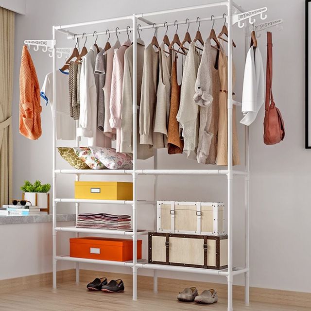 2단 스탠드 행거 선반 옷걸이 드레스룸 수납장