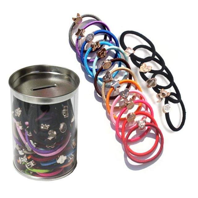 골드메달 헤어밴드 무광혼합60P 깡통악세서리 고무줄