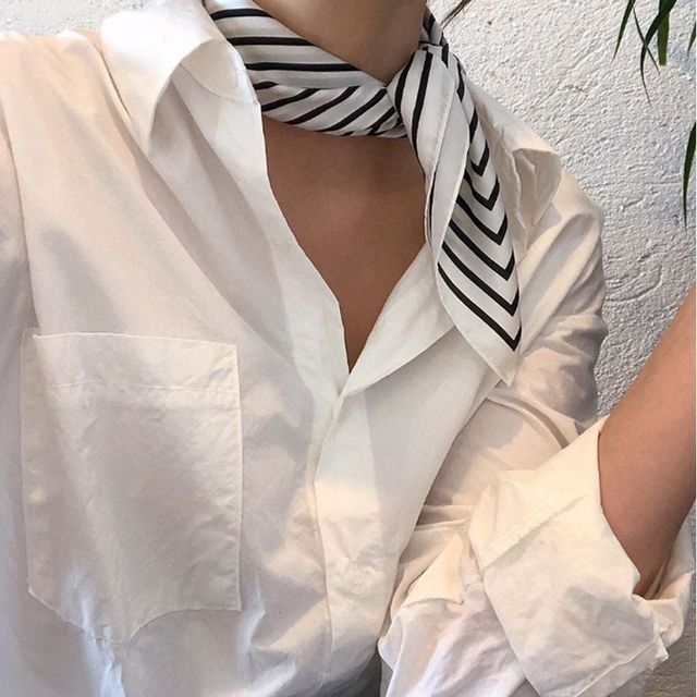 쁘띠 스트라이프 블랙 스카프 헤어 머리띠 여성용