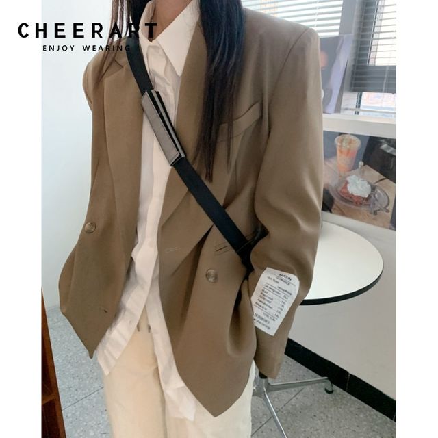[해외] CHEERART-카키 블 오버사이즈 블 및 재킷 여성용