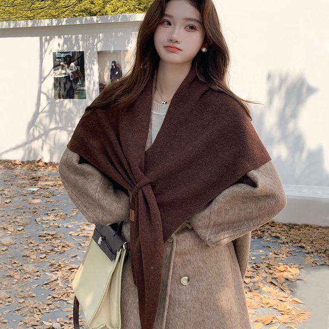 여자 간편 착용 홀 솔리드 삼각 케이프 URK-1004048