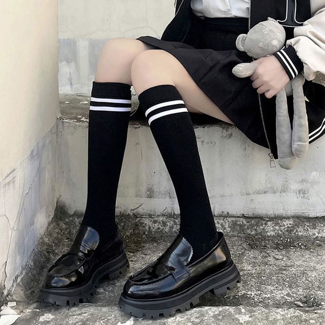 두줄 반스타킹 반양말 니삭스 3color DK-1006787