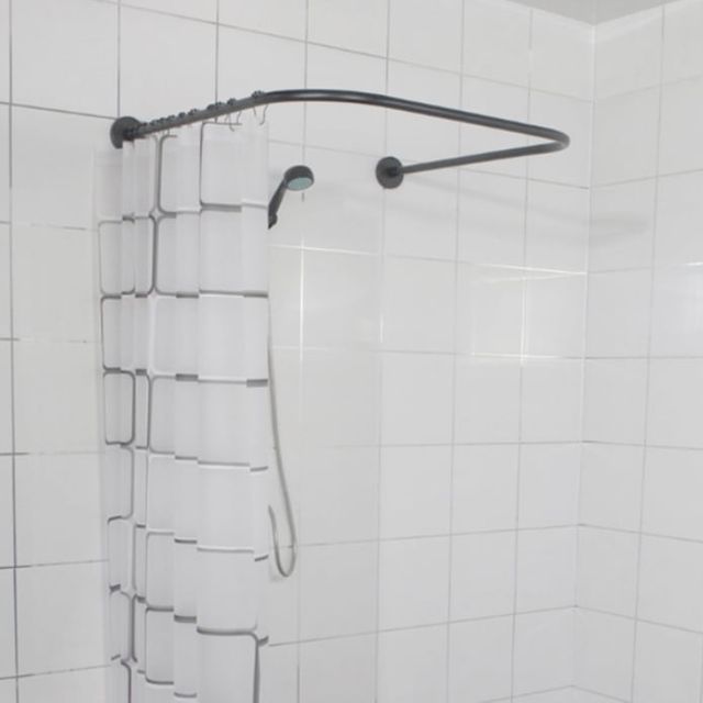 키밍 욕실 샤워커튼봉 ㄷ자 코너 곡선봉 80cm 블랙