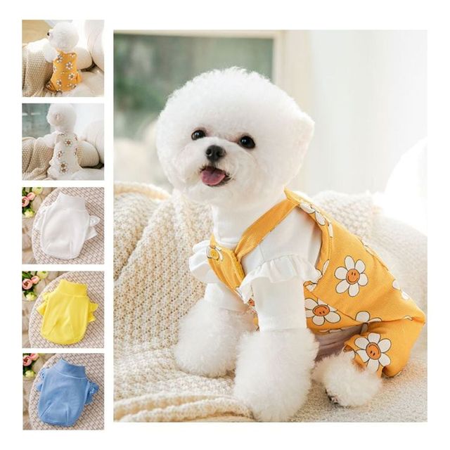 키밍 귀여운 강아지 멜빵 내복 티셔츠 바지 올인원 외출복