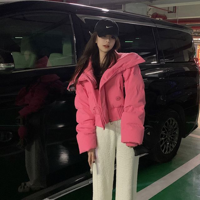 오버핏 카라 숏 패딩 OSM-1005826