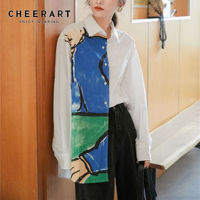 [해외] CHEERART Aesthetic Fall 2020 여성 긴 소매 블라우스