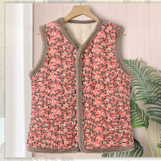 꽃무늬 털 누빔조끼 할머니 촌캉스룩 OSM-1006012