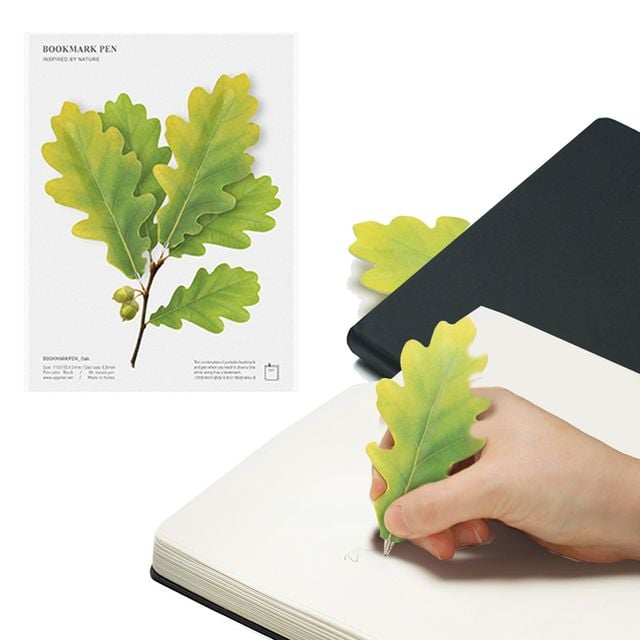 도토리 잎사귀 북마크펜 2P 책갈피 볼펜 아이디어펜