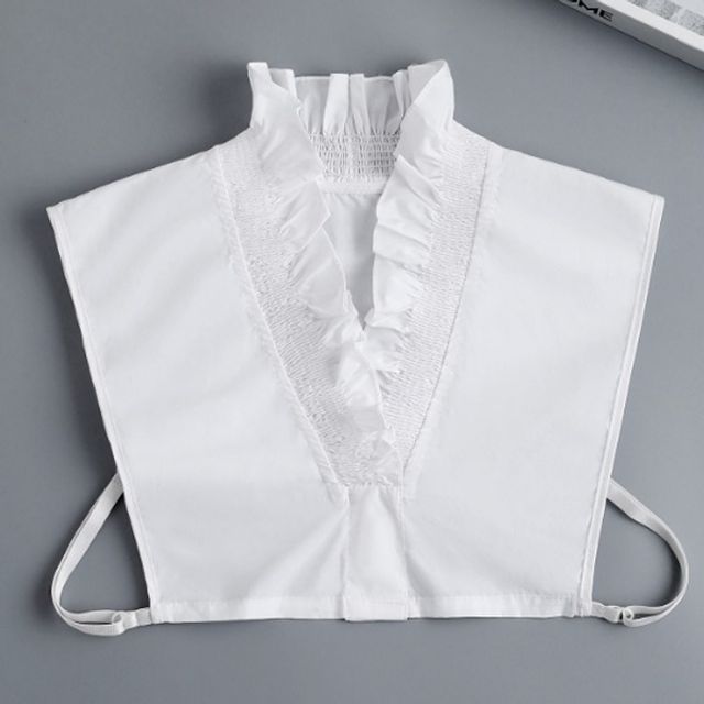 브이넥 러플 포인트 페이크 카라 레이어드 카라