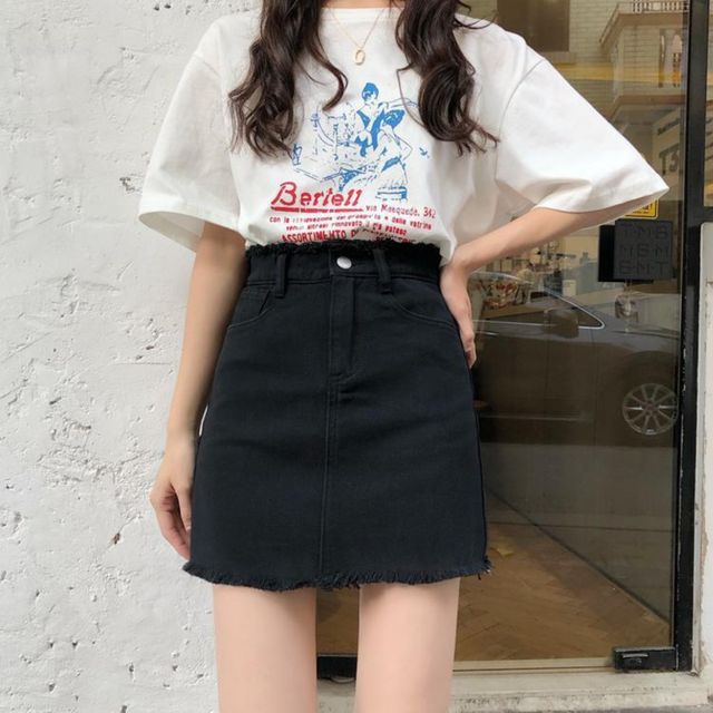 데일리핏 A라인 데님 미니스커트 JSC-d0146