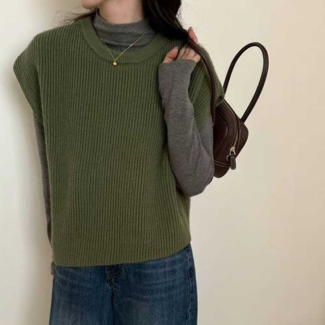 니트 레이어드 슬리브 베스트 TD-1004990