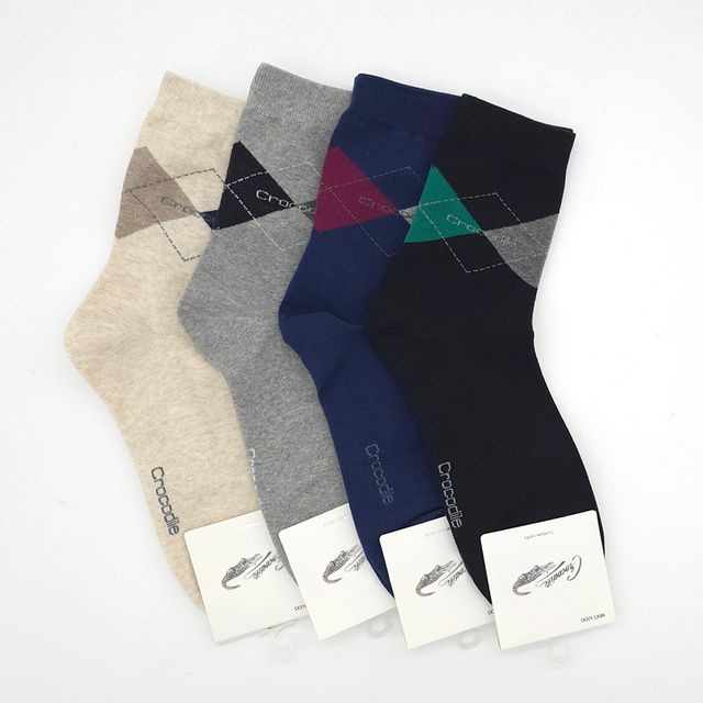 크로커다일 남성 아가일 중목양말 5켤레묶음 ELY-9005