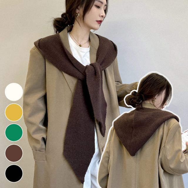 심플 니트 후드 머플러 ELS-055