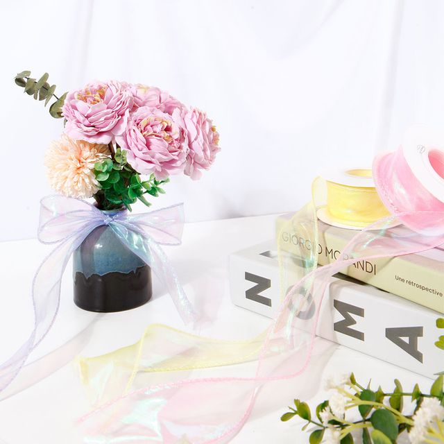 오로라 청청잡리본 오간자리본 선물 포장 끈 4cm X 9M