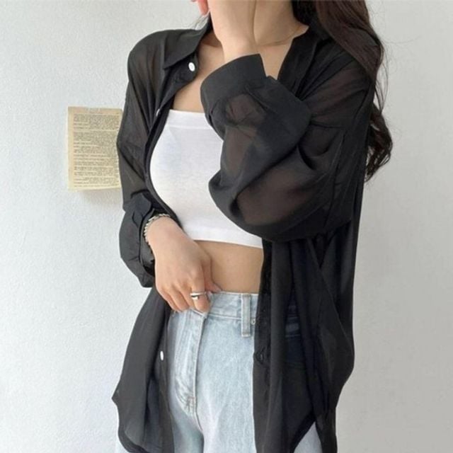 시스루 루즈핏 롱셔츠 SWC-1007260