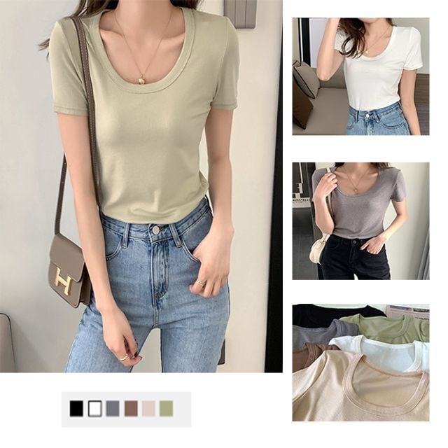 키밍 여름 캐주얼 골지 반팔티 6컬러 기본 티셔츠