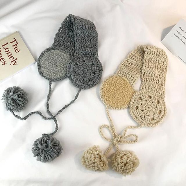 니트 귀도리 핸드메이드 귀마개 따뜻한 겨울용 패션 액세서리