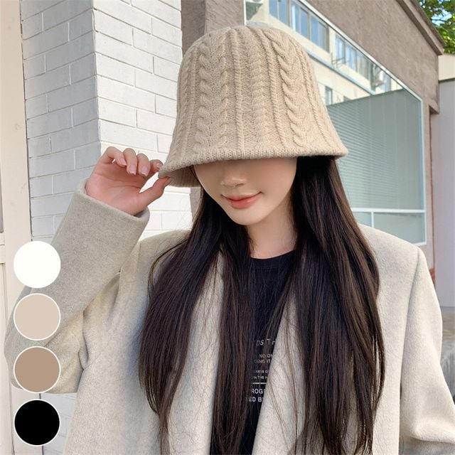 꽈배기 니트 버킷햇 ELM-168