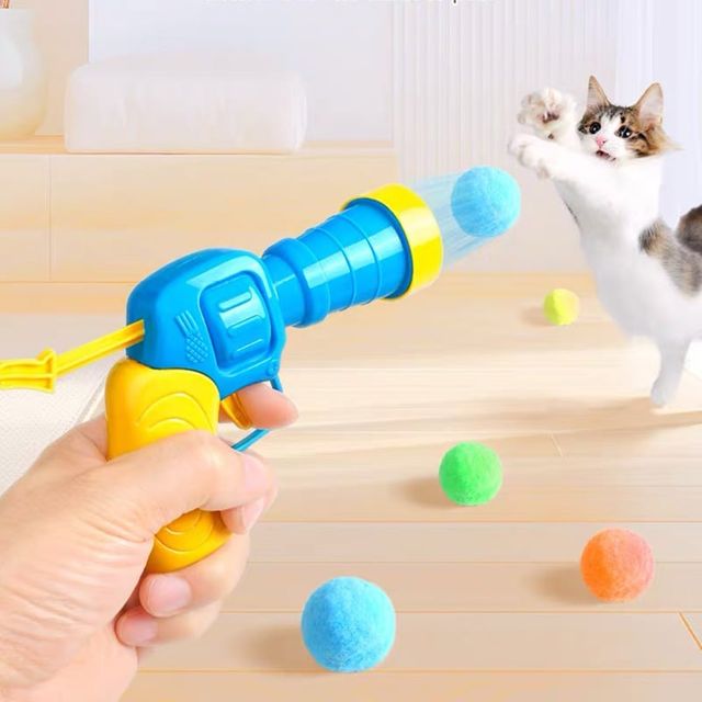 키밍 고양이 양털공 장난감 100p + 발사기 사냥놀이