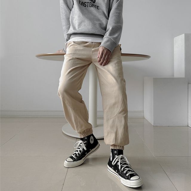 캐주얼 남자 바지 데일리 밴딩 면 코튼 스웻 팬츠