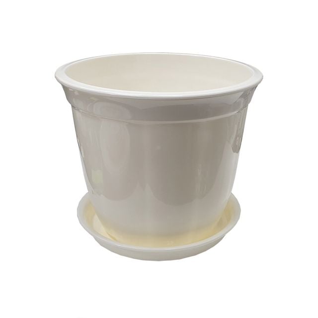 라인원형 백색 도자기느낌 플라스틱화분 3호