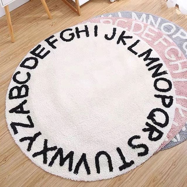 러그 카페트 거실 원형 발매트 카펫 레터링 100cm