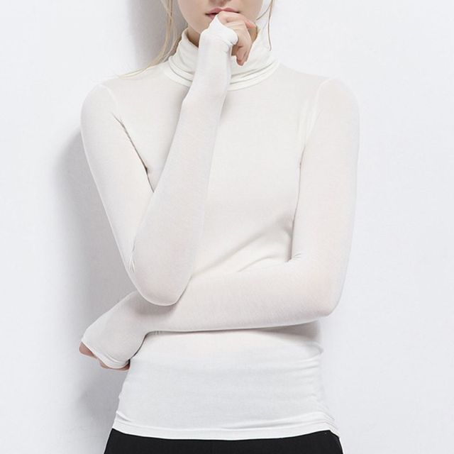 모달 여성 폴라 티셔츠 이너웨어 목폴라 상의