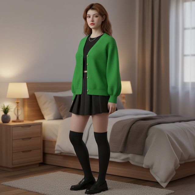 젠카야 포인트 단추 골지 캐주얼 가디건 SD-260233