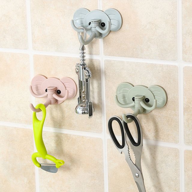 코끼리 3구 다용도 접착식 후크 걸이
