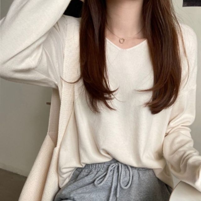 베이직 브이넥 데일리 소프트 니트 JSC-1004974