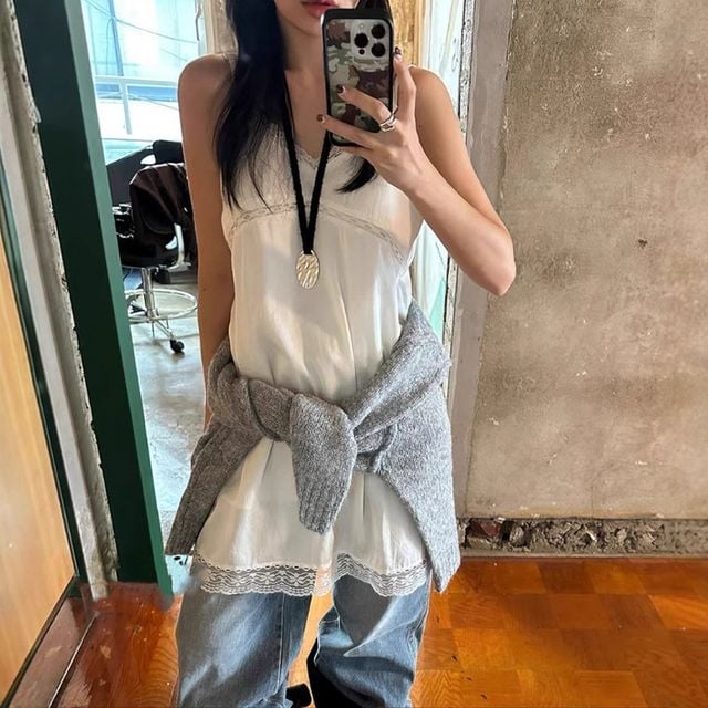 브이넥 레이어드 슬리브리스 스커트 MFNC-050163