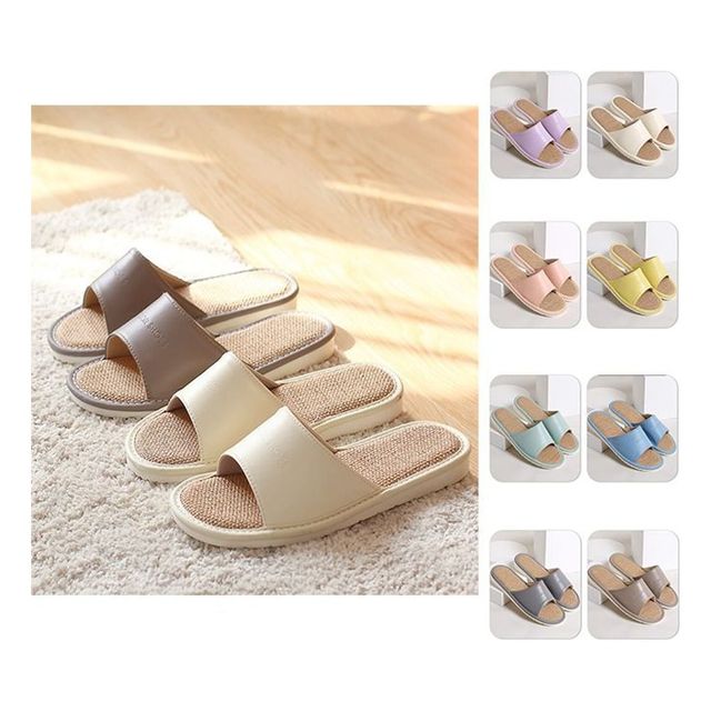 키밍 사계절 린넨 가죽 실내화 슬리퍼 커플 남성 여성 편안함 제공