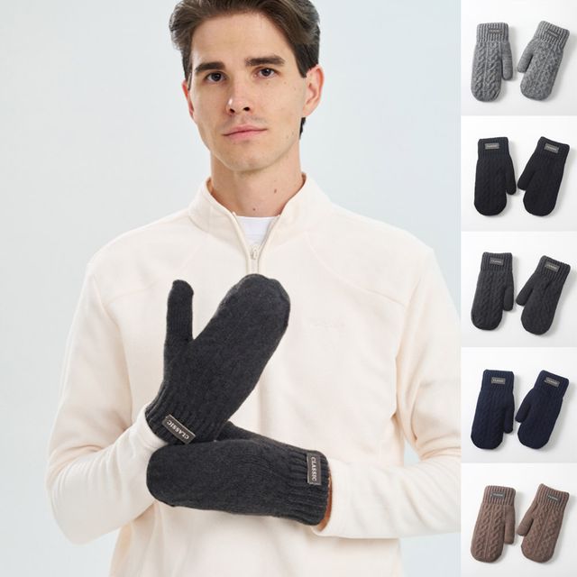 클래식 스타일 꽈배기 털 안감 벙어리 장갑 URK-1004049