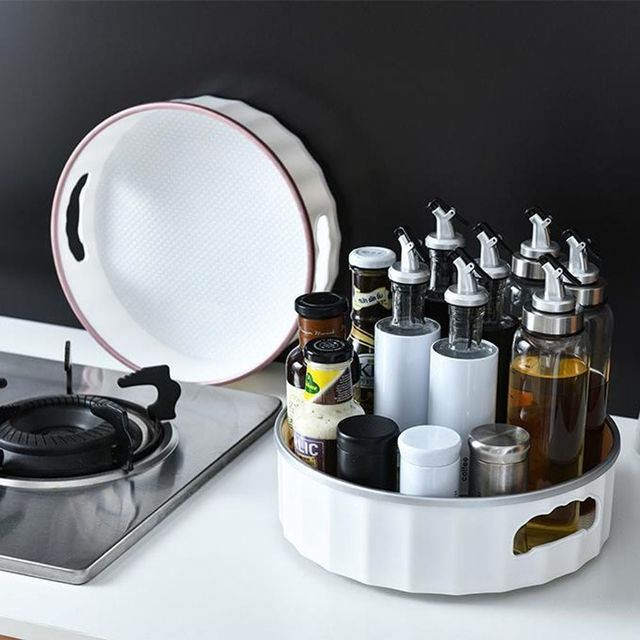 키밍 회전형 양념통 정리대 화장품 수납 트레이