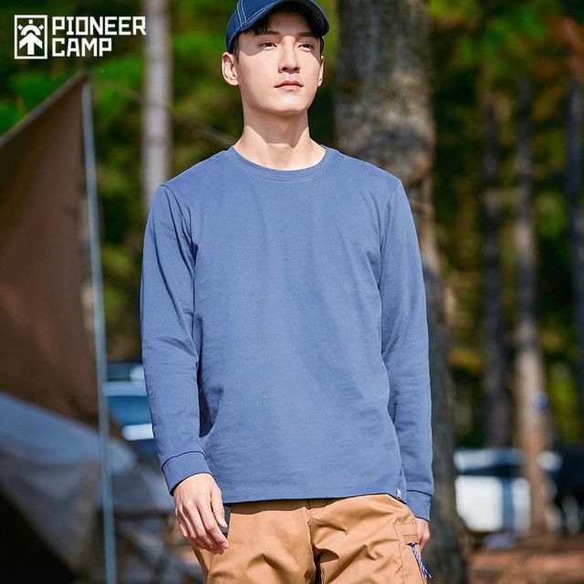 [해외] Pioneer Camp-새로운 솔리드 티셔츠 남성 2021 면 긴